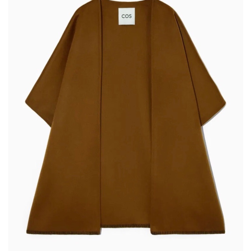 New COS Contrast Stitch Wool Blend Cape One Size